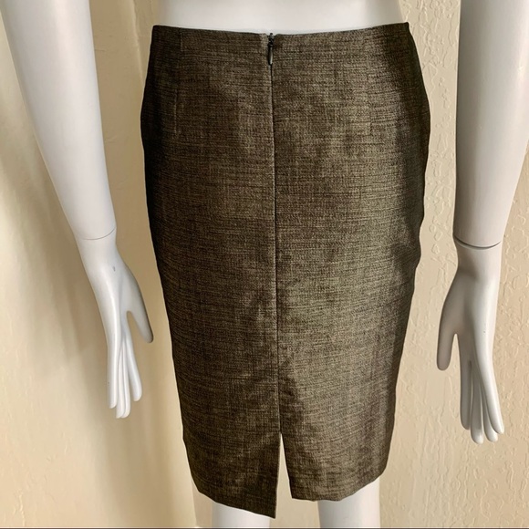 LAFAYETTE 148 NEW YORK Wool Blend Pencil Skirt Black Gold Metallic Shimmer - Picture 10 of 16